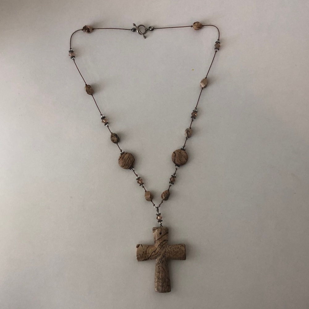 Handcrafted Cross Necklace, Sandstone-style